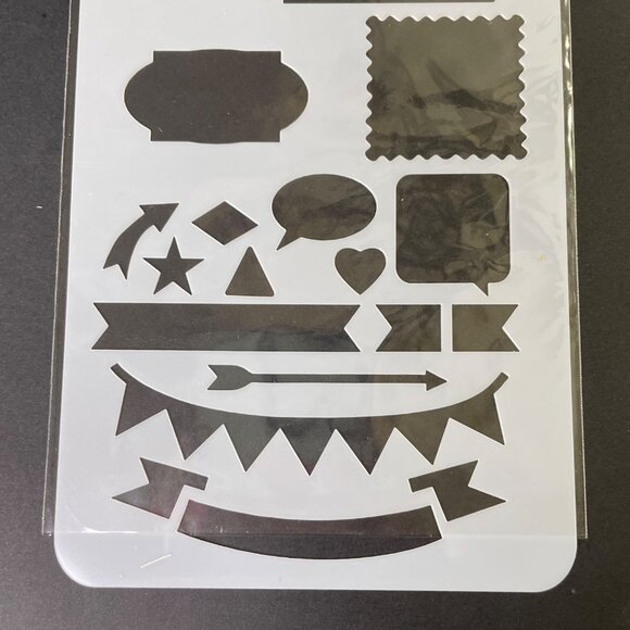 Reusable Art Planner Stencil Speech Bubble Flags Arrows Stamp Box u Mixed Media - Picture 3 of 3